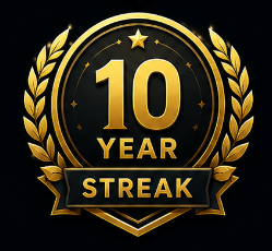 10 year streak badge